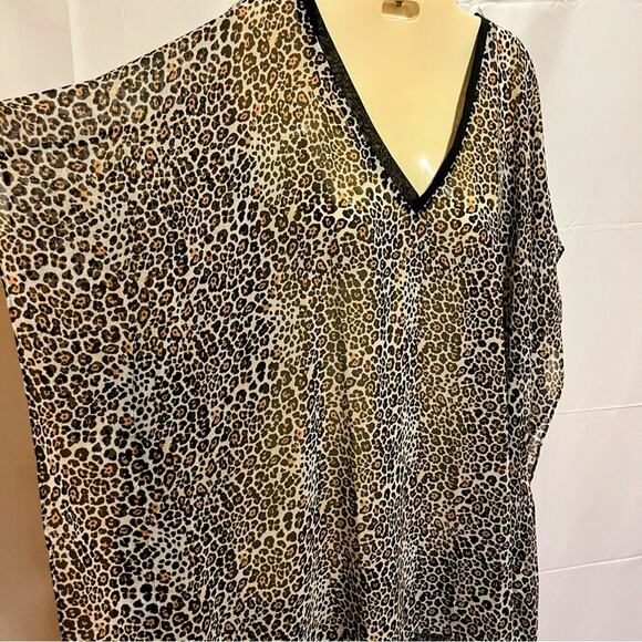 Victoria’s Secret Leopard Sheer Cover-Up Tunic M/L Oversized Bow Back Swim Y2K - Picture 2 of 7